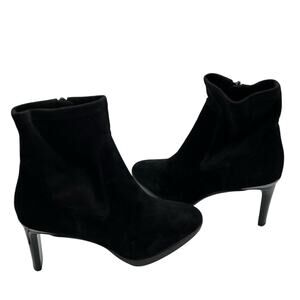 Donald Pliner Size 9 Italia Suede Boots Bootie Black 3" Stiletto Heel Zip Ankle